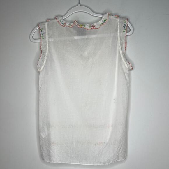 Girls From Savoy Anthropologie Floral Embroidery Sleeveless Top - Picture 3 of 6